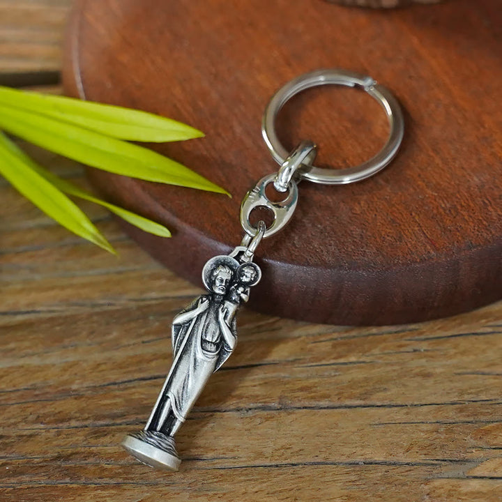 Christianartworkshop Schlüsselanhänger im Retro-Stil mit poliertem St. Christopher: Zeichen des Schutzes des Heiligen des Reisenden - Der heilige Christophorus - image 0
