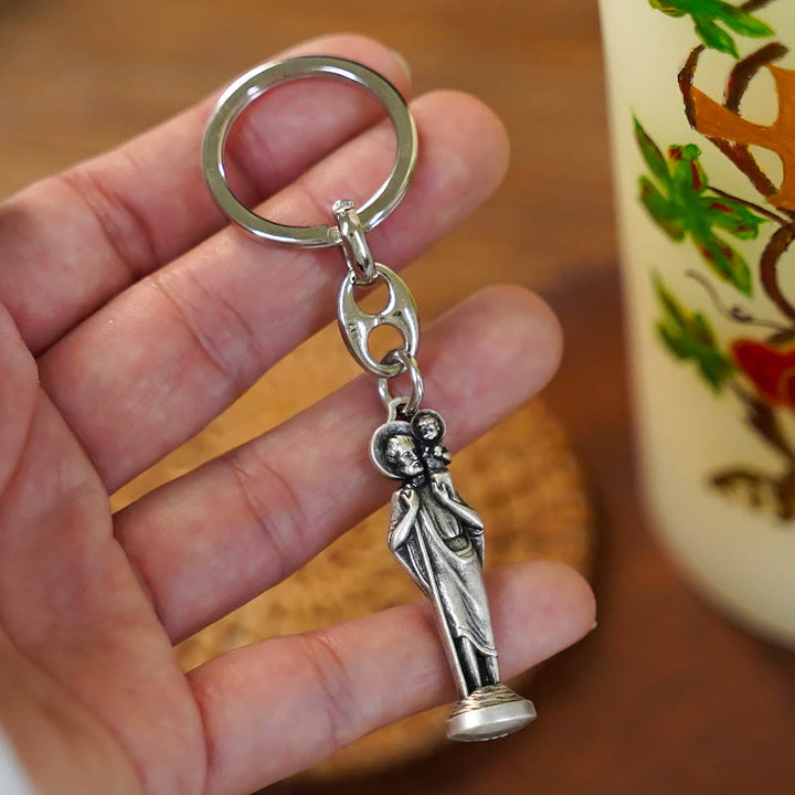 Christianartworkshop Schlüsselanhänger im Retro-Stil mit poliertem St. Christopher: Zeichen des Schutzes des Heiligen des Reisenden - image 5