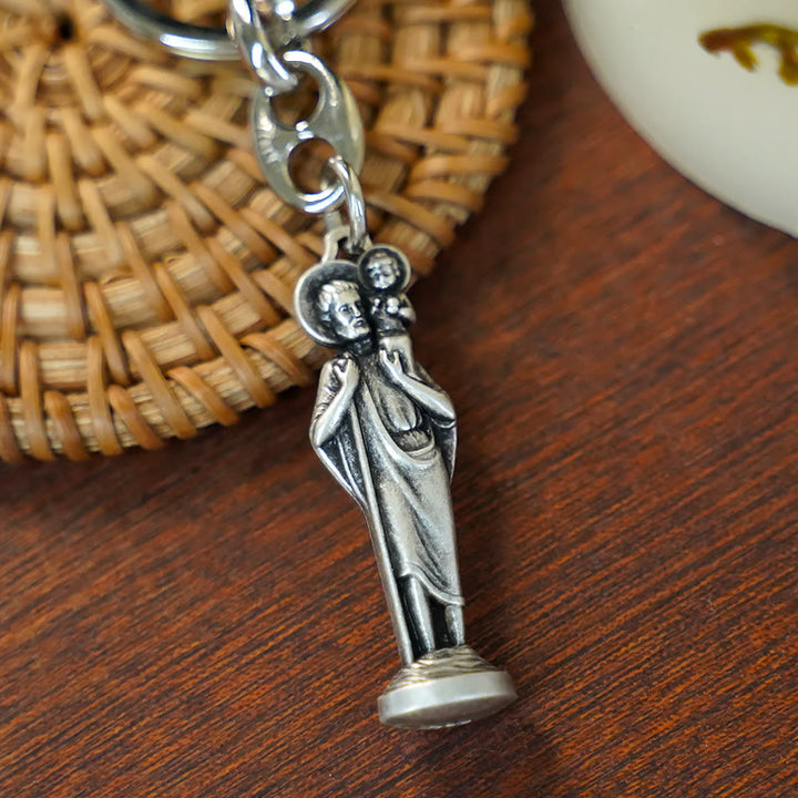 Christianartworkshop Schlüsselanhänger im Retro-Stil mit poliertem St. Christopher: Zeichen des Schutzes des Heiligen des Reisenden - image 1