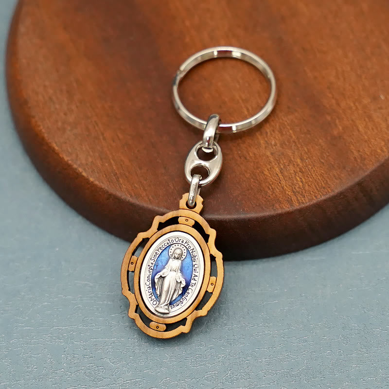Christianartworkshop Emaillierte doppelseitige Wundertätige Medaille & Jungfrau Maria Schlüsselanhänger: Glänzendes Symbol der Hoffnung und Wiederherstellung - Wundertätige Medaille - image 0