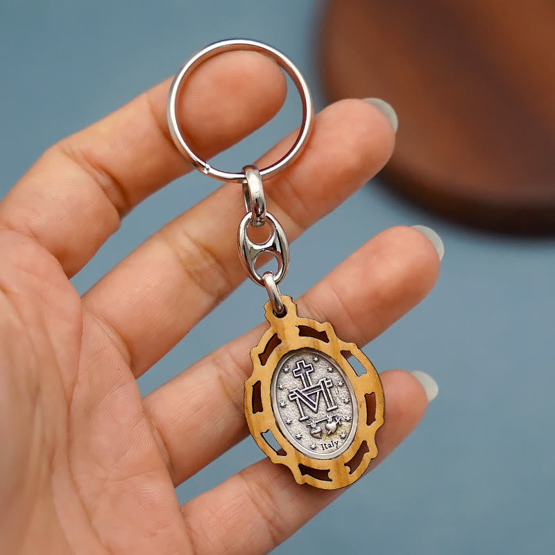 Christianartworkshop Emaillierte doppelseitige Wundertätige Medaille & Jungfrau Maria Schlüsselanhänger: Glänzendes Symbol der Hoffnung und Wiederherstellung - image 4