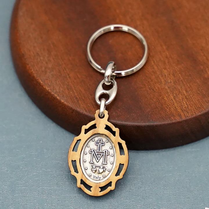Christianartworkshop Emaillierte doppelseitige Wundertätige Medaille & Jungfrau Maria Schlüsselanhänger: Glänzendes Symbol der Hoffnung und Wiederherstellung - image 1