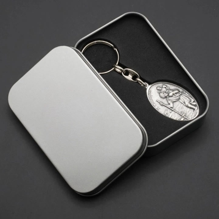 Christianartworkshop Künstlerischer Schlüsselanhänger mit dem Heiligen Christophorus aus Metall: Erbstück der Segnungen des Reisenden - image 4