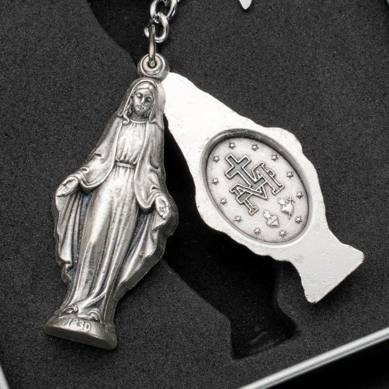 Christianartworkshop Slide - Offener Schlüsselanhänger mit Jungfrau Maria und Wundertätiger Medaille: Erinnerung an die Hingabe Marias - Wundertätige Medaille - image 0