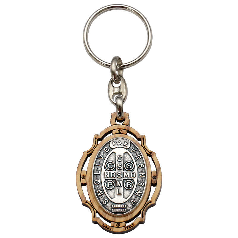 Christianartworkshop Schlüsselanhänger mit St. Benedikt-Medaille aus Holz: Zeitgenössisches Abzeichen der spirituellen Verteidigung - image 6