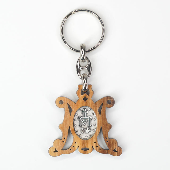 Christianartworkshop Hochwertiger Schlüsselanhänger mit Wundertätiger Medaille aus Olivenholz und Emaille der Jungfrau Maria: Andenken an die Hingabe Marias - image 6
