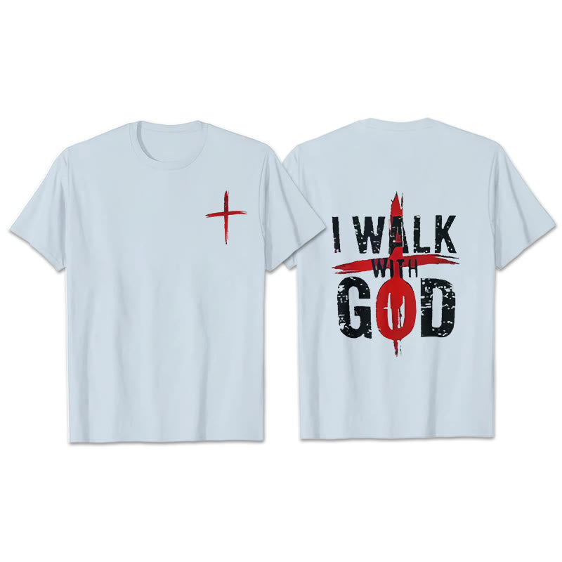 Christianartworkshop Ich werde mit Gott gehen T-Shirt - Blau - 2XL - image 9