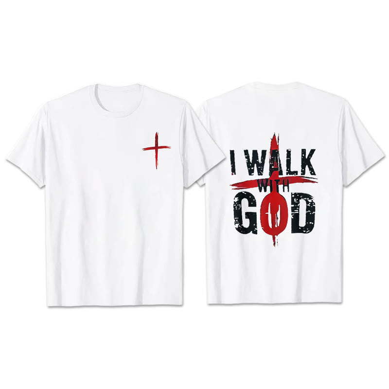 Christianartworkshop Ich werde mit Gott gehen T-Shirt - Weiß - 2XL - image 0