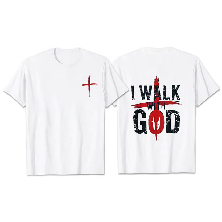 Christianartworkshop Ich werde mit Gott gehen T-Shirt - Weiß - 2XL - image 0