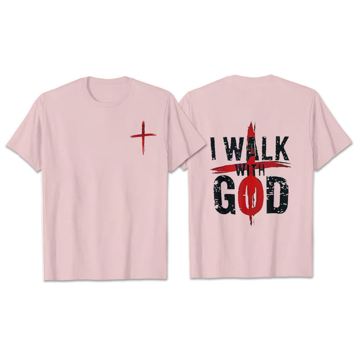 Christianartworkshop Ich werde mit Gott gehen T-Shirt - Rosa - 2XL - image 12
