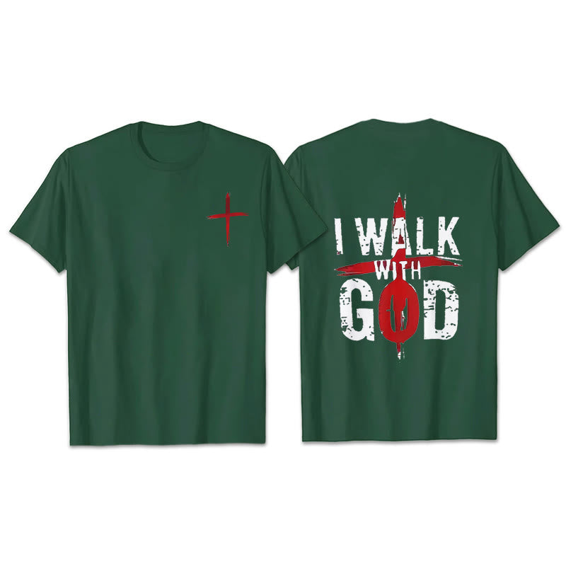 Christianartworkshop Ich werde mit Gott gehen T-Shirt - Dunkelgrün - 2XL - image 18