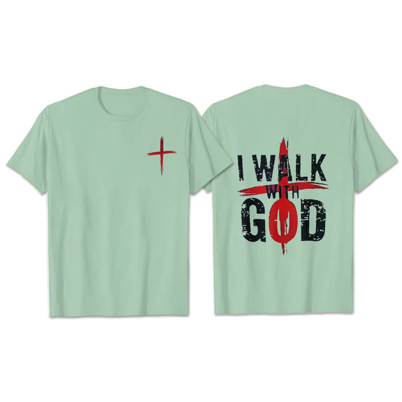 Christianartworkshop Ich werde mit Gott gehen T-Shirt - Hellgrün - 2XL - image 15