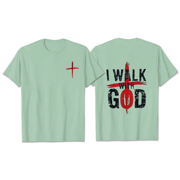 Christianartworkshop Ich werde mit Gott gehen T-Shirt - Hellgrün - 2XL - image 15
