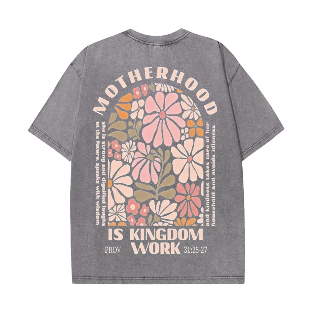 Christianartworkshop Unisex-T-Shirt mit Aufschrift „Motherhood Is Kingdom Work“, gewaschen - Grau - 5XL - image 12