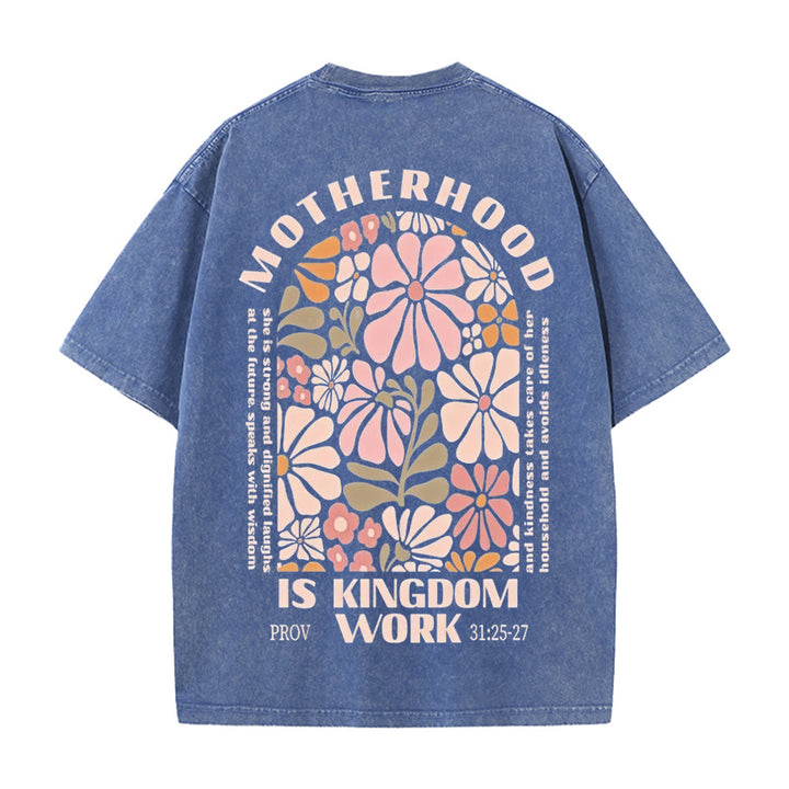 Christianartworkshop Unisex-T-Shirt mit Aufschrift „Motherhood Is Kingdom Work“, gewaschen - Blau - 5XL - image 18