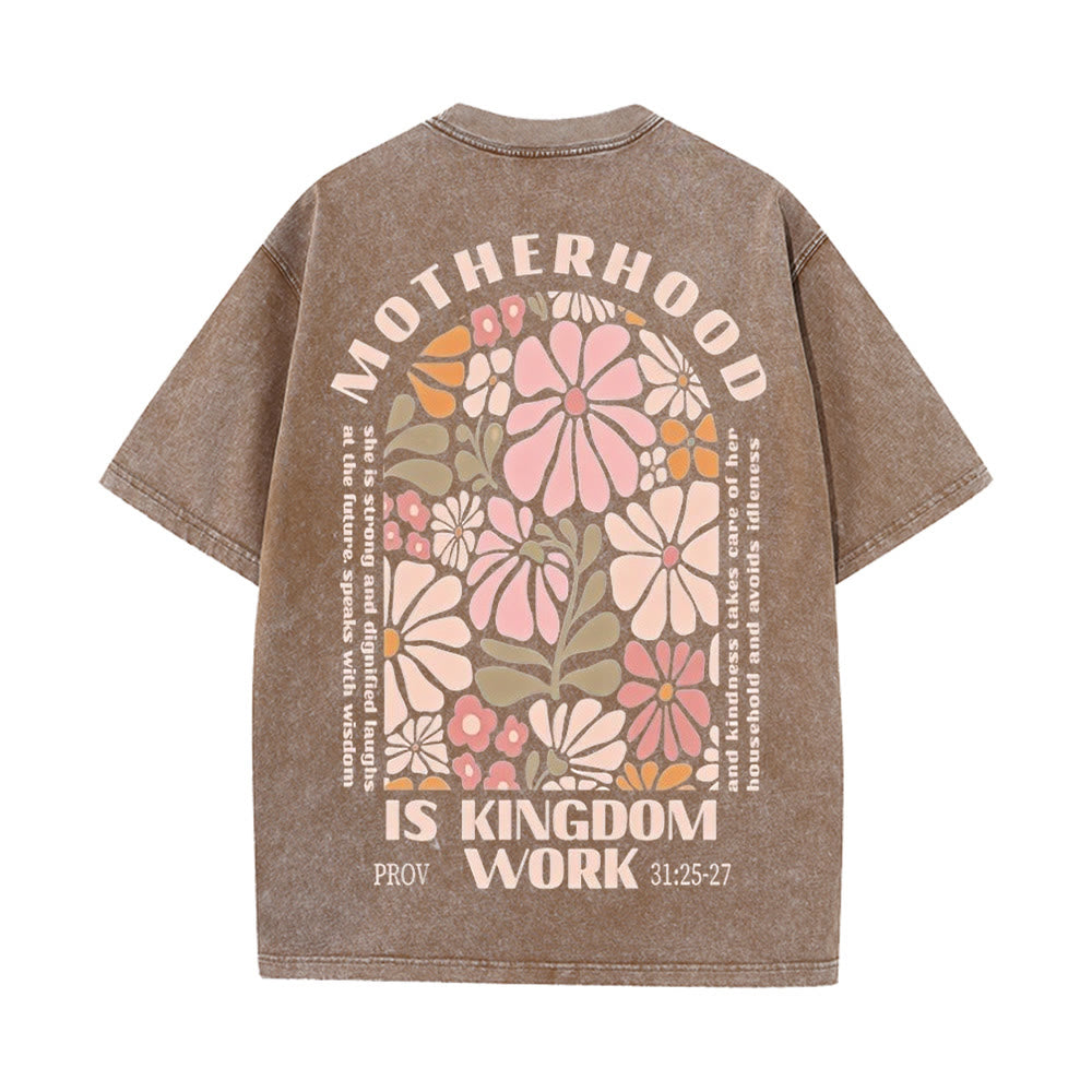 Christianartworkshop Unisex-T-Shirt mit Aufschrift „Motherhood Is Kingdom Work“, gewaschen - Kaffee - 5XL - image 14