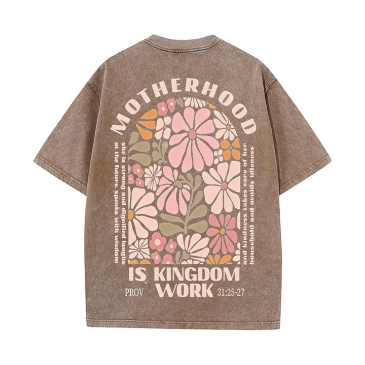 Christianartworkshop Unisex-T-Shirt mit Aufschrift „Motherhood Is Kingdom Work“, gewaschen - Kaffee - 5XL - image 14