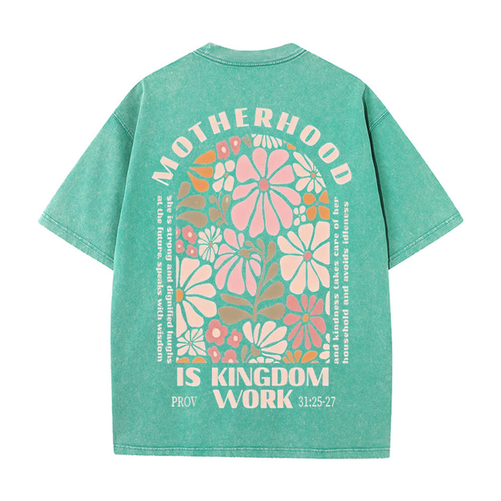 Christianartworkshop Unisex-T-Shirt mit Aufschrift „Motherhood Is Kingdom Work“, gewaschen - Grün - 5XL - image 20