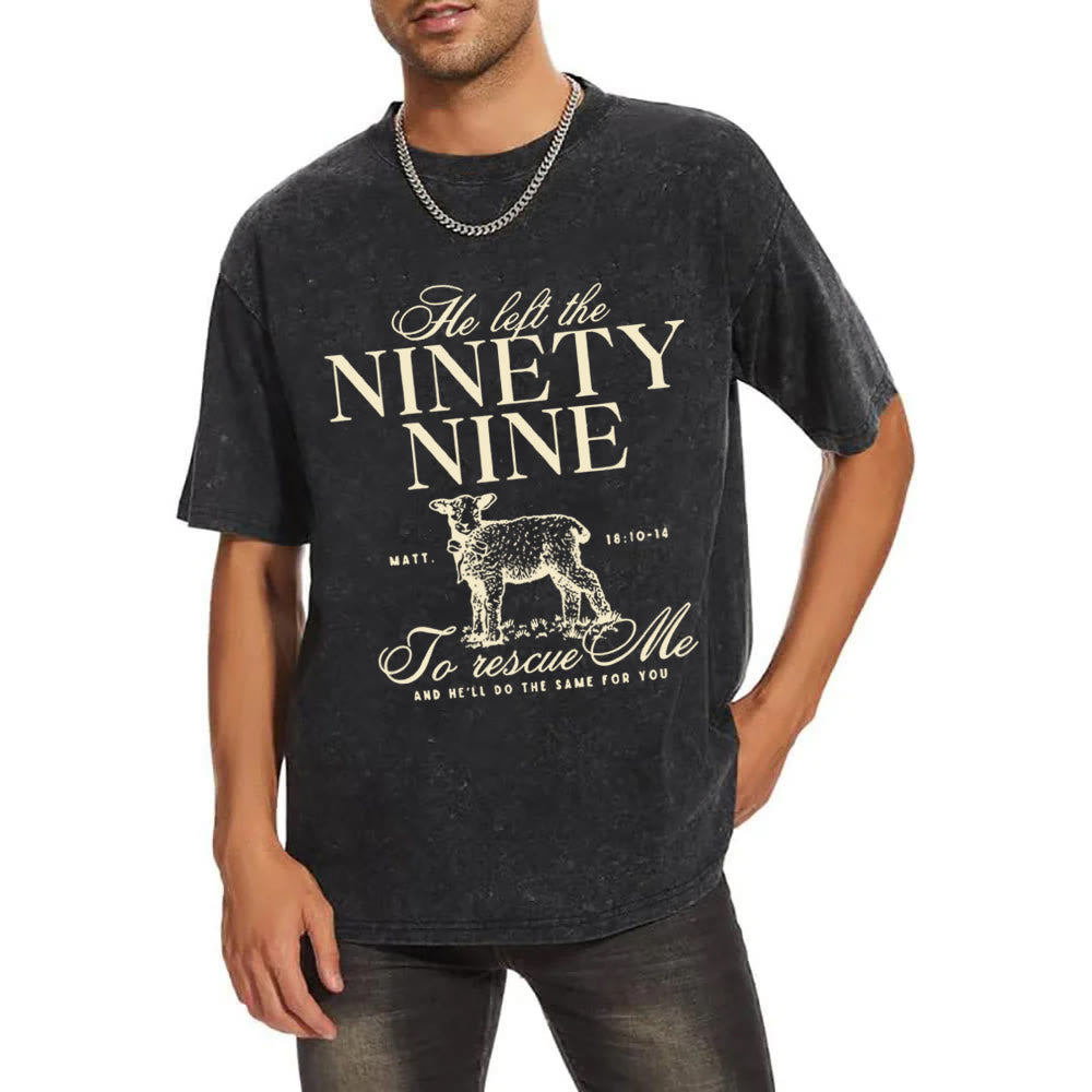 Christianartworkshop Unisex-T-Shirt mit Aufschrift „He Left The 99 To Rescues Me“, gewaschen - image 5