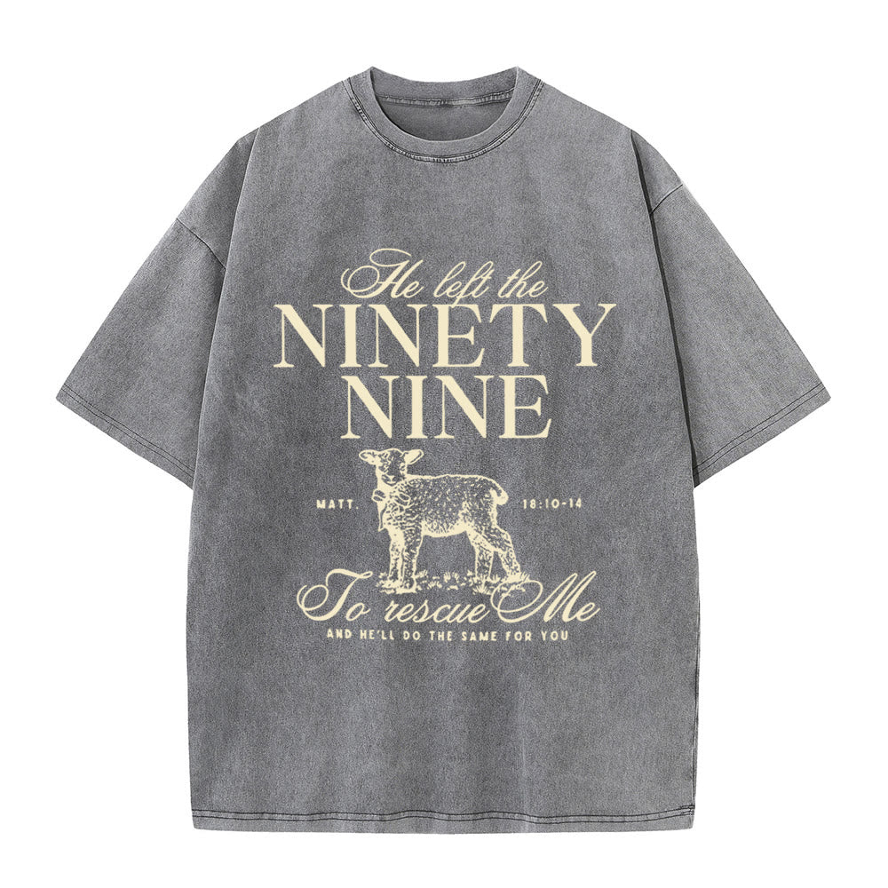 Christianartworkshop Unisex-T-Shirt mit Aufschrift „He Left The 99 To Rescues Me“, gewaschen - Grau - 5XL - image 7