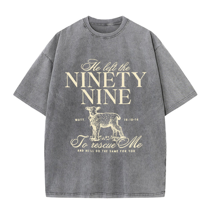 Christianartworkshop Unisex-T-Shirt mit Aufschrift „He Left The 99 To Rescues Me“, gewaschen - Grau - 5XL - image 7