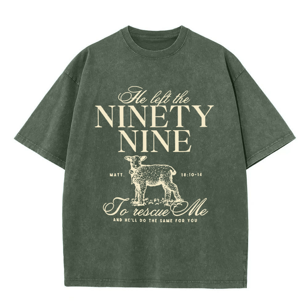 Christianartworkshop Unisex-T-Shirt mit Aufschrift „He Left The 99 To Rescues Me“, gewaschen - Armeegrün - 5XL - image 1
