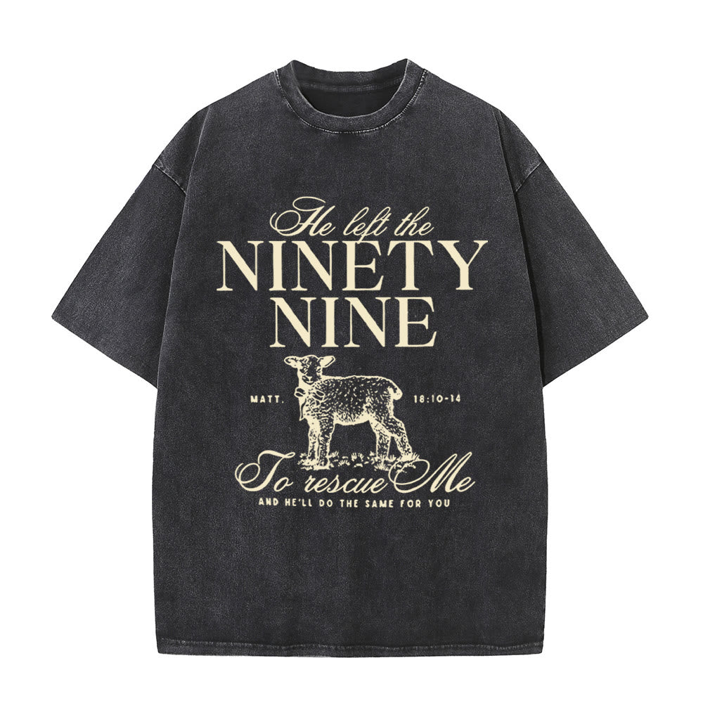 Christianartworkshop Unisex-T-Shirt mit Aufschrift „He Left The 99 To Rescues Me“, gewaschen - Schwarz - 5XL - image 4