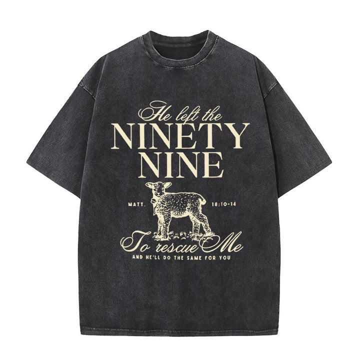 Christianartworkshop Unisex-T-Shirt mit Aufschrift „He Left The 99 To Rescues Me“, gewaschen - Schwarz - 5XL - image 4