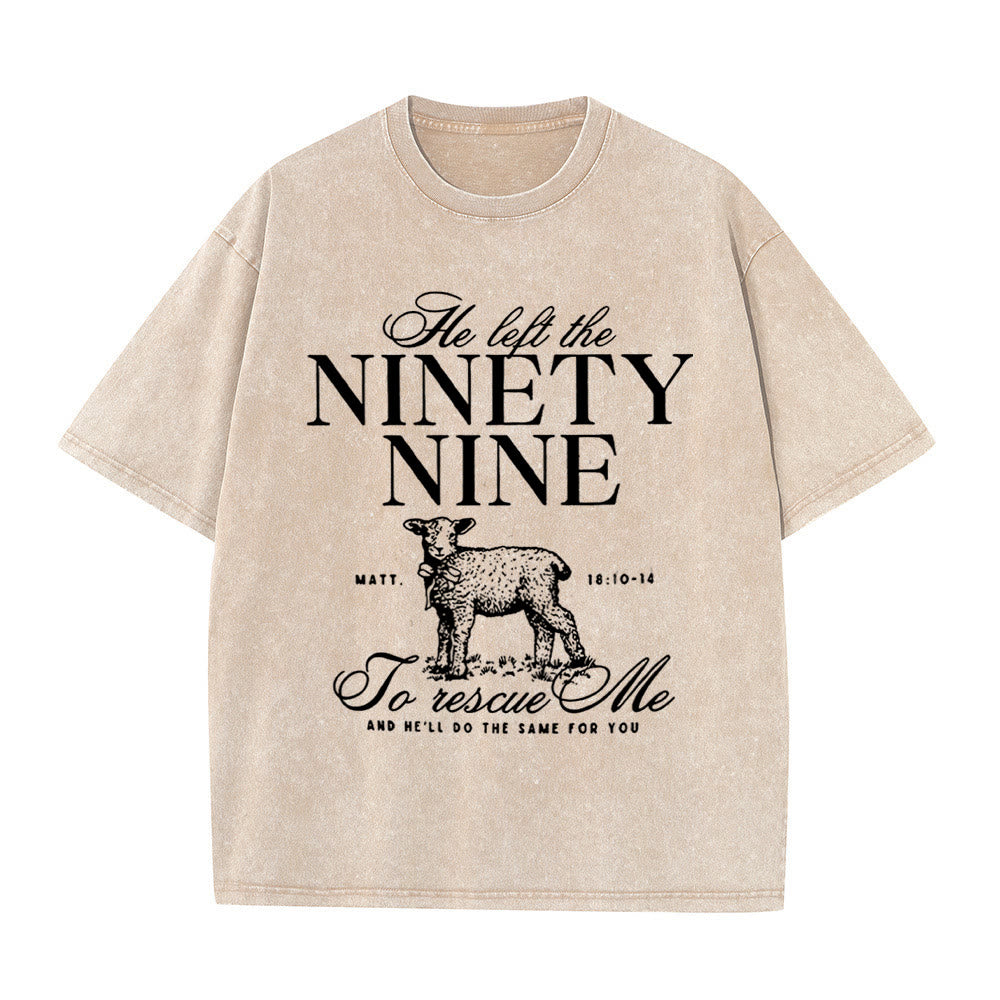 Christianartworkshop Unisex-T-Shirt mit Aufschrift „He Left The 99 To Rescues Me“, gewaschen - Aprikose - 5XL - image 6