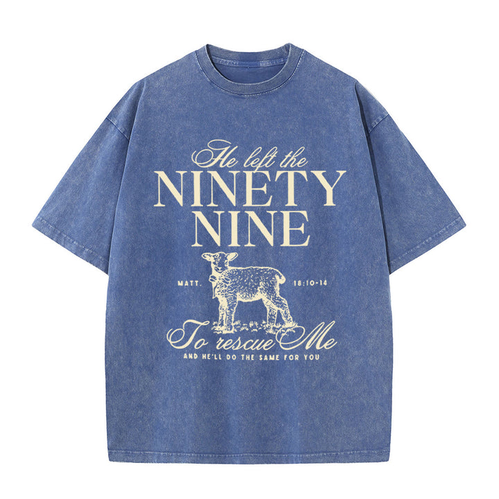 Christianartworkshop Unisex-T-Shirt mit Aufschrift „He Left The 99 To Rescues Me“, gewaschen - Blau - 5XL - image 10