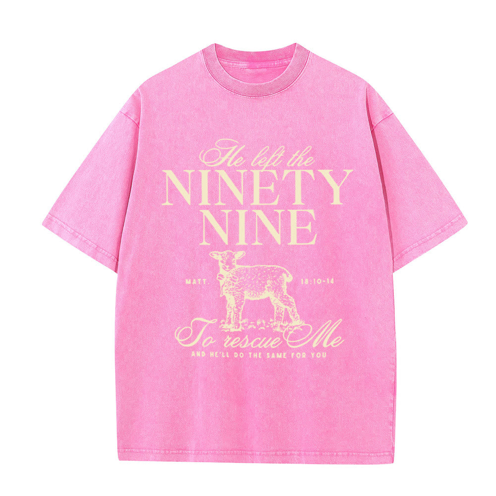 Christianartworkshop Unisex-T-Shirt mit Aufschrift „He Left The 99 To Rescues Me“, gewaschen - Rosa - 5XL - image 12