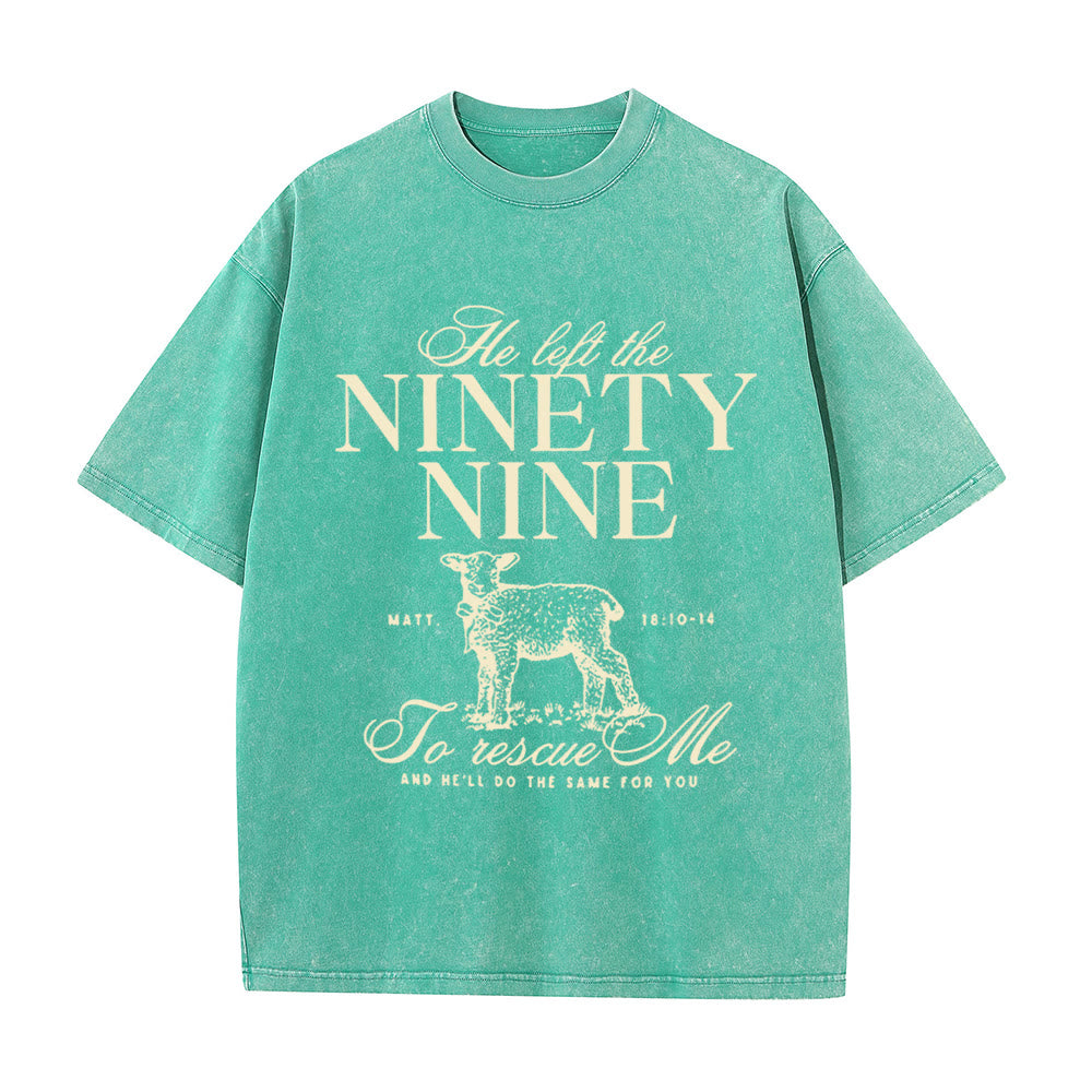Christianartworkshop Unisex-T-Shirt mit Aufschrift „He Left The 99 To Rescues Me“, gewaschen - Grün - 5XL - image 11