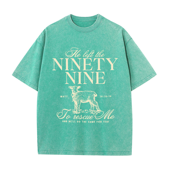 Christianartworkshop Unisex-T-Shirt mit Aufschrift „He Left The 99 To Rescues Me“, gewaschen - Grün - 5XL - image 11