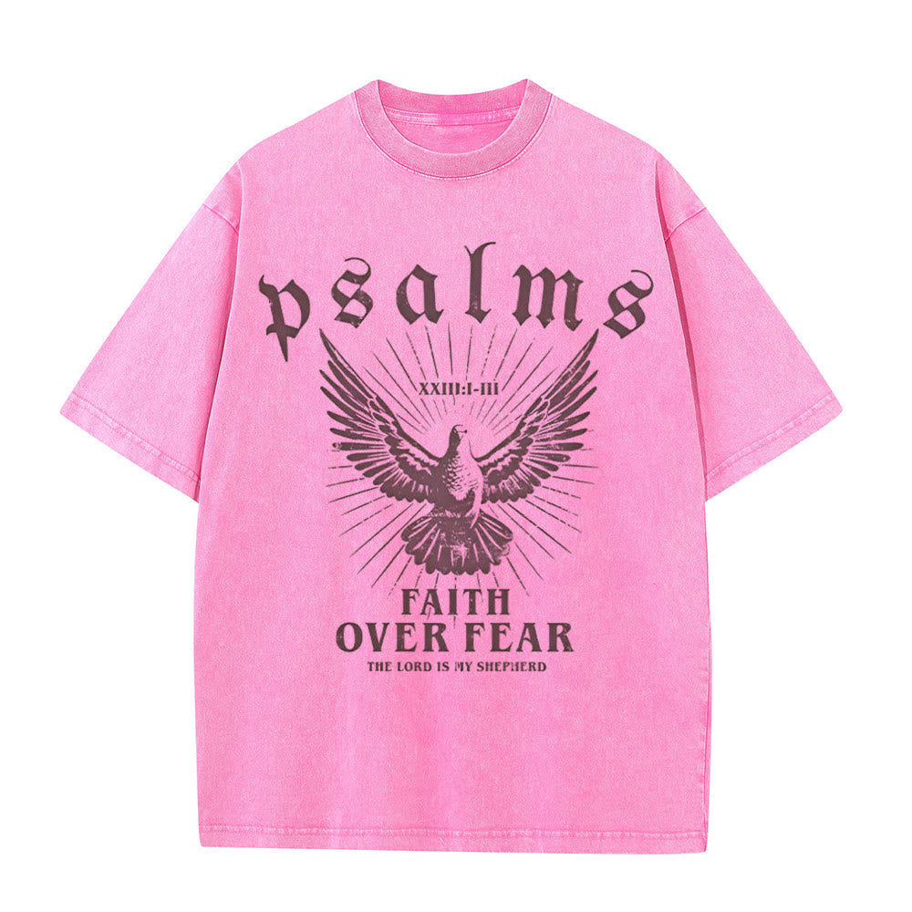 Christianartworkshop Faith Over Fear Christliches Unisex-T-Shirt, gewaschen - Rosa - 5XL - image 12
