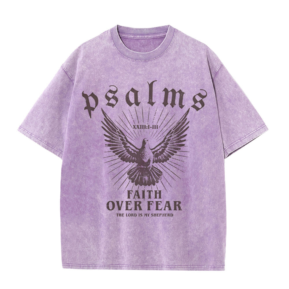 Christianartworkshop Faith Over Fear Christliches Unisex-T-Shirt, gewaschen - Lila - 5XL - image 8
