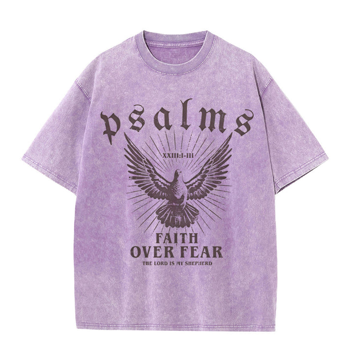 Christianartworkshop Faith Over Fear Christliches Unisex-T-Shirt, gewaschen - Lila - 5XL - image 8