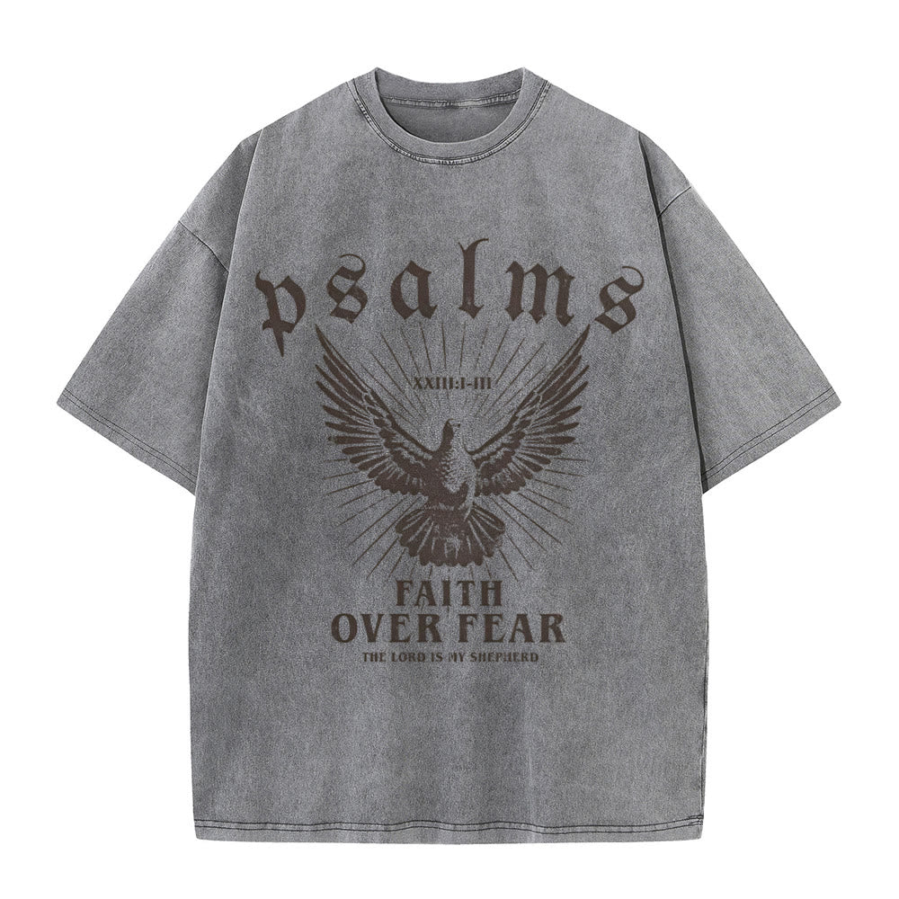 Christianartworkshop Faith Over Fear Christliches Unisex-T-Shirt, gewaschen - Grau - 5XL - image 7