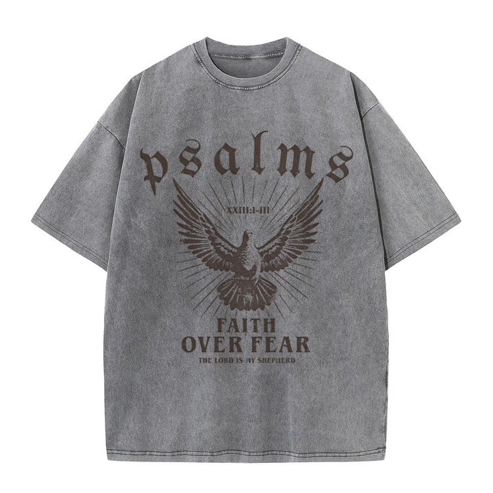 Christianartworkshop Faith Over Fear Christliches Unisex-T-Shirt, gewaschen - Grau - 5XL - image 7