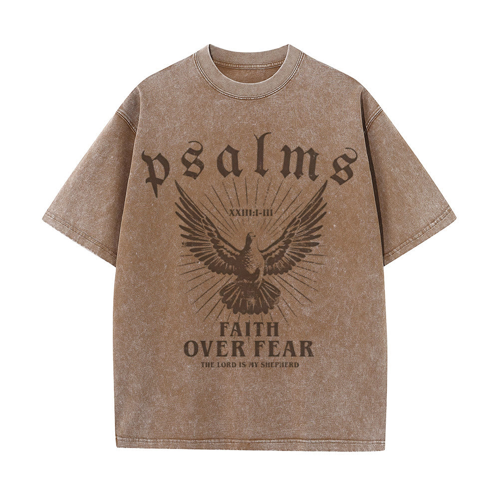 Christianartworkshop Faith Over Fear Christliches Unisex-T-Shirt, gewaschen - Kaffee - 5XL - image 10