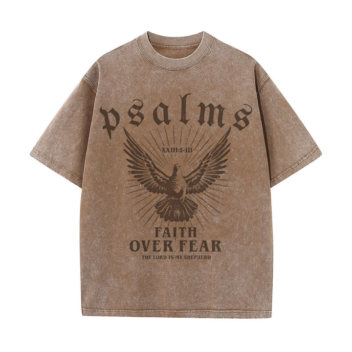 Christianartworkshop Faith Over Fear Christliches Unisex-T-Shirt, gewaschen - Kaffee - 5XL - image 10