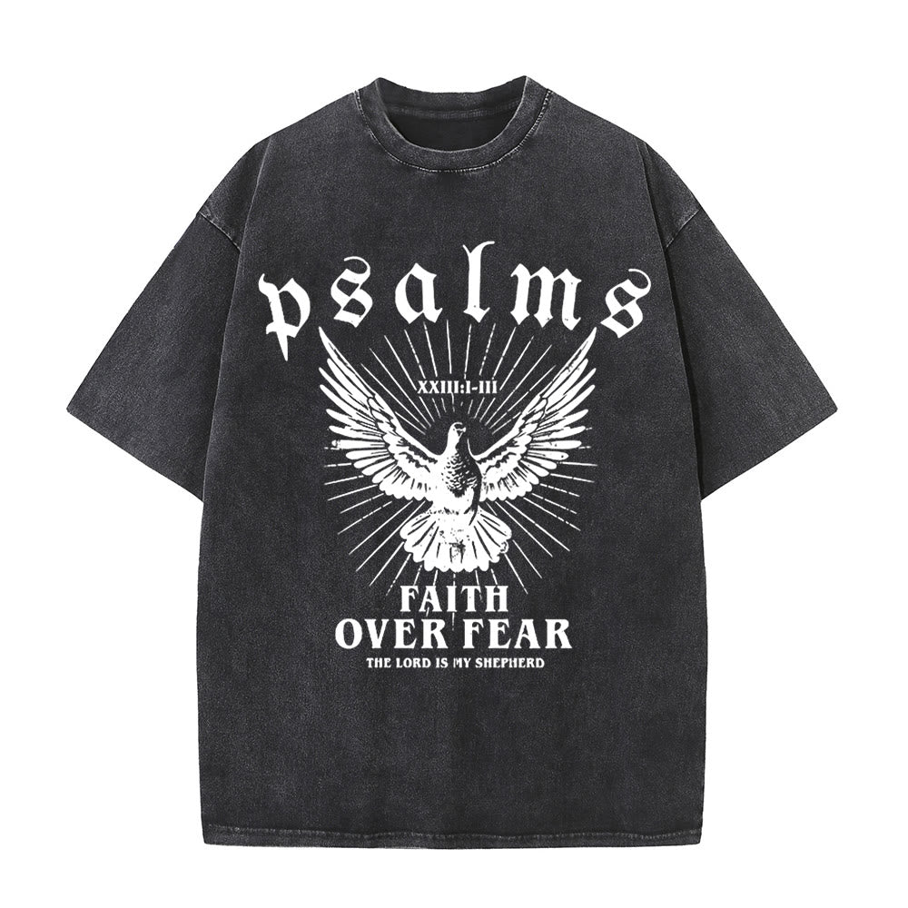 Christianartworkshop Faith Over Fear Christliches Unisex-T-Shirt, gewaschen - Schwarz - 5XL - image 1