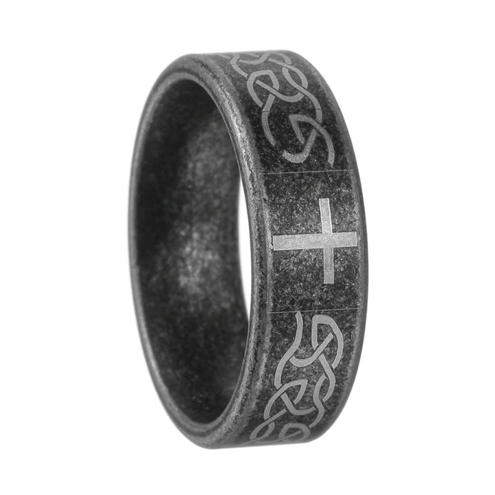 Christianartworkshop Kunsthandwerklicher Ring aus gealtertem 925er Silber mit keltischem Knoten und Kreuz: Ausdruck treuer Identität - image 5