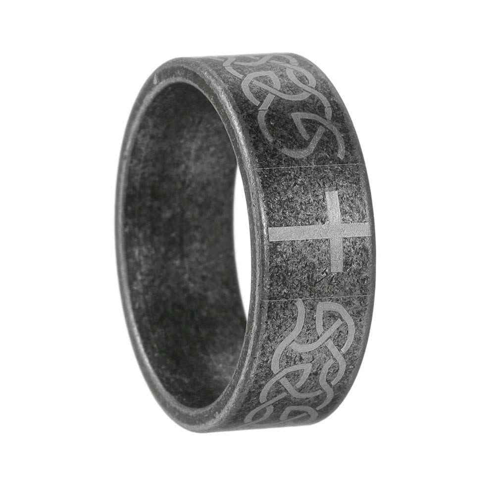 Christianartworkshop Kunsthandwerklicher Ring aus gealtertem 925er Silber mit keltischem Knoten und Kreuz: Ausdruck treuer Identität - image 6