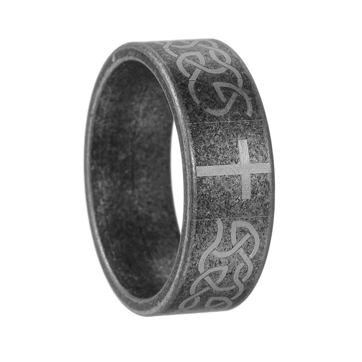 Christianartworkshop Kunsthandwerklicher Ring aus gealtertem 925er Silber mit keltischem Knoten und Kreuz: Ausdruck treuer Identität - image 6