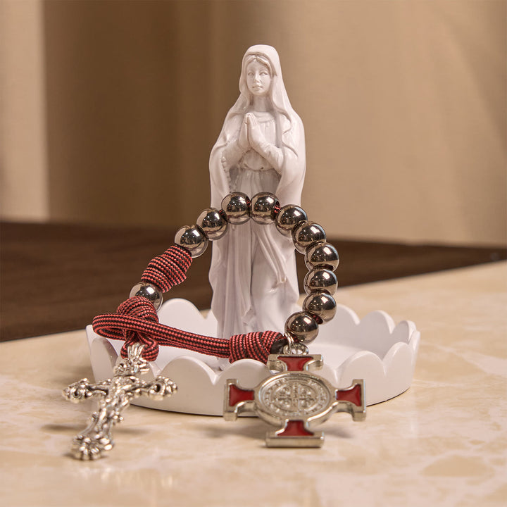 Christianartworkshop Tragbarer Paracord-Taschenrosenkranz für jeden Ort mit Kruzifix und Hl. Benedikt: Glaube für jeden Ort - image 2