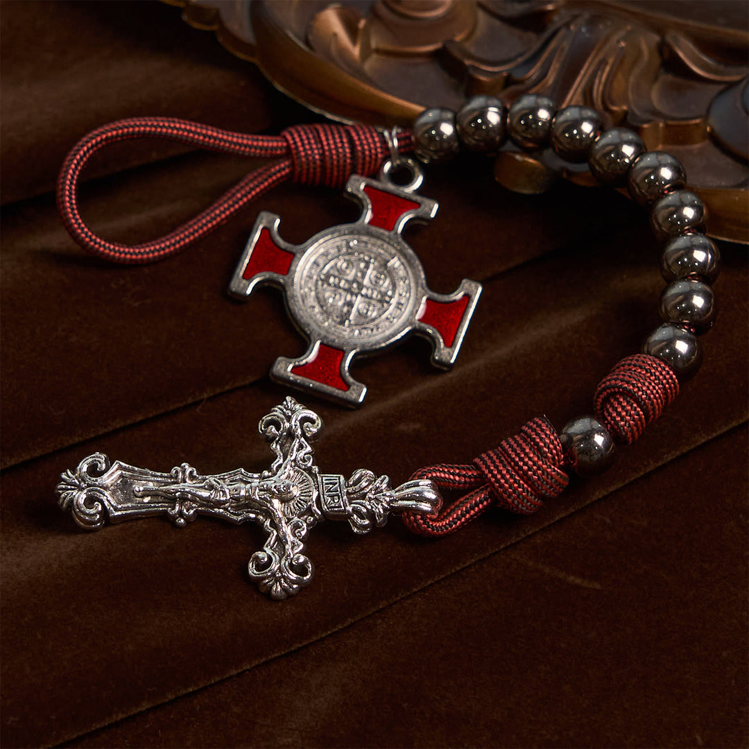 Christianartworkshop Tragbarer Paracord-Taschenrosenkranz für jeden Ort mit Kruzifix und Hl. Benedikt: Glaube für jeden Ort - image 6