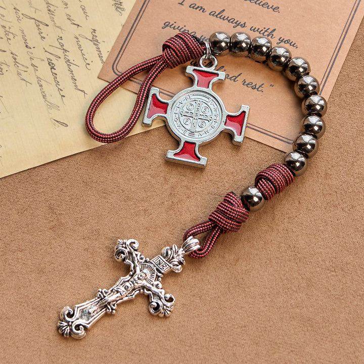 Christianartworkshop Tragbarer Paracord-Taschenrosenkranz für jeden Ort mit Kruzifix und Hl. Benedikt: Glaube für jeden Ort - image 3