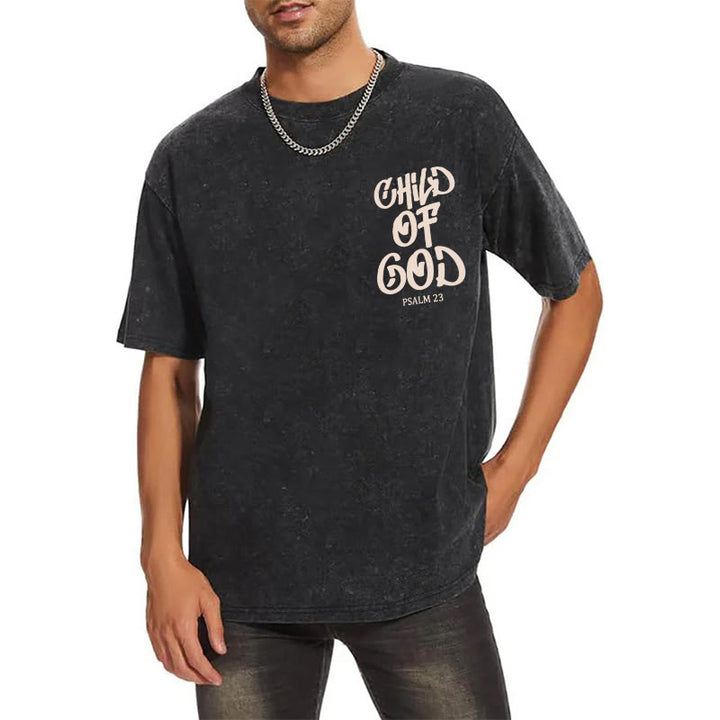Christianartworkshop Schickes, spirituelles Kind Gottes, Psalm 23, gewaschenes Unisex-T-Shirt - image 4