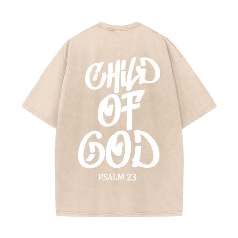 Christianartworkshop Schickes, spirituelles Kind Gottes, Psalm 23, gewaschenes Unisex-T-Shirt - Aprikose - 5XL - image 14