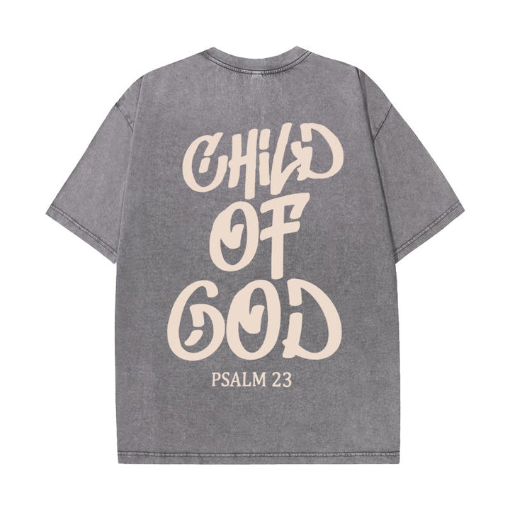Christianartworkshop Schickes, spirituelles Kind Gottes, Psalm 23, gewaschenes Unisex-T-Shirt - Grau - 5XL - image 0